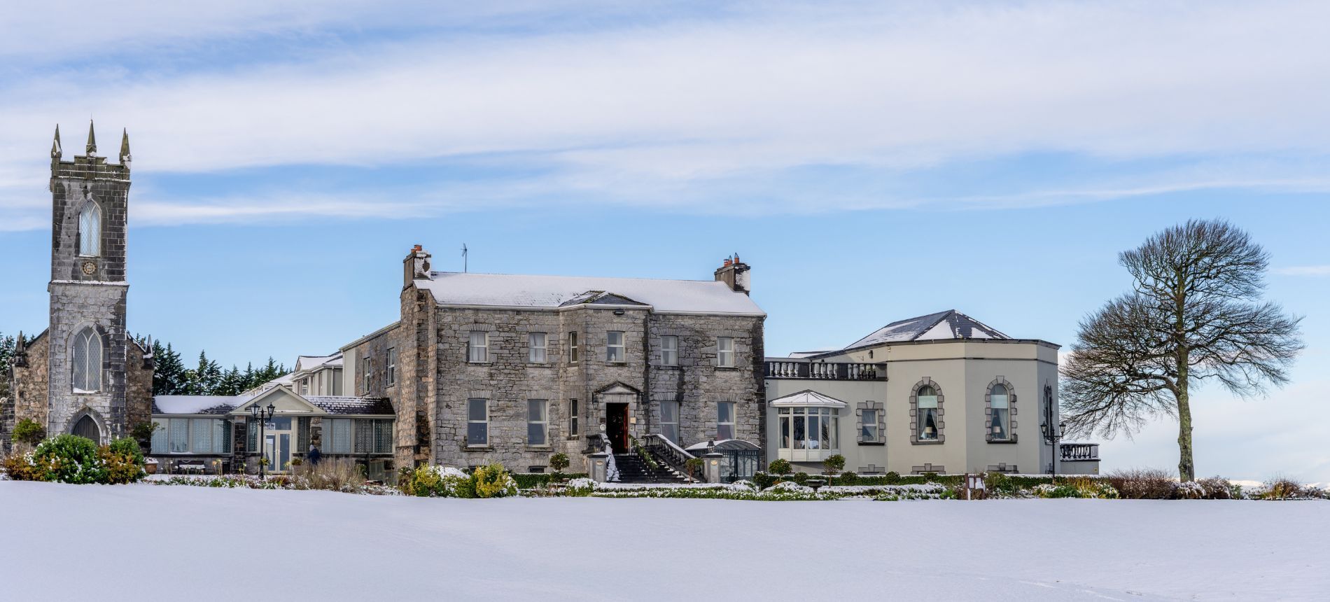 Hotel Exterior With Snow 