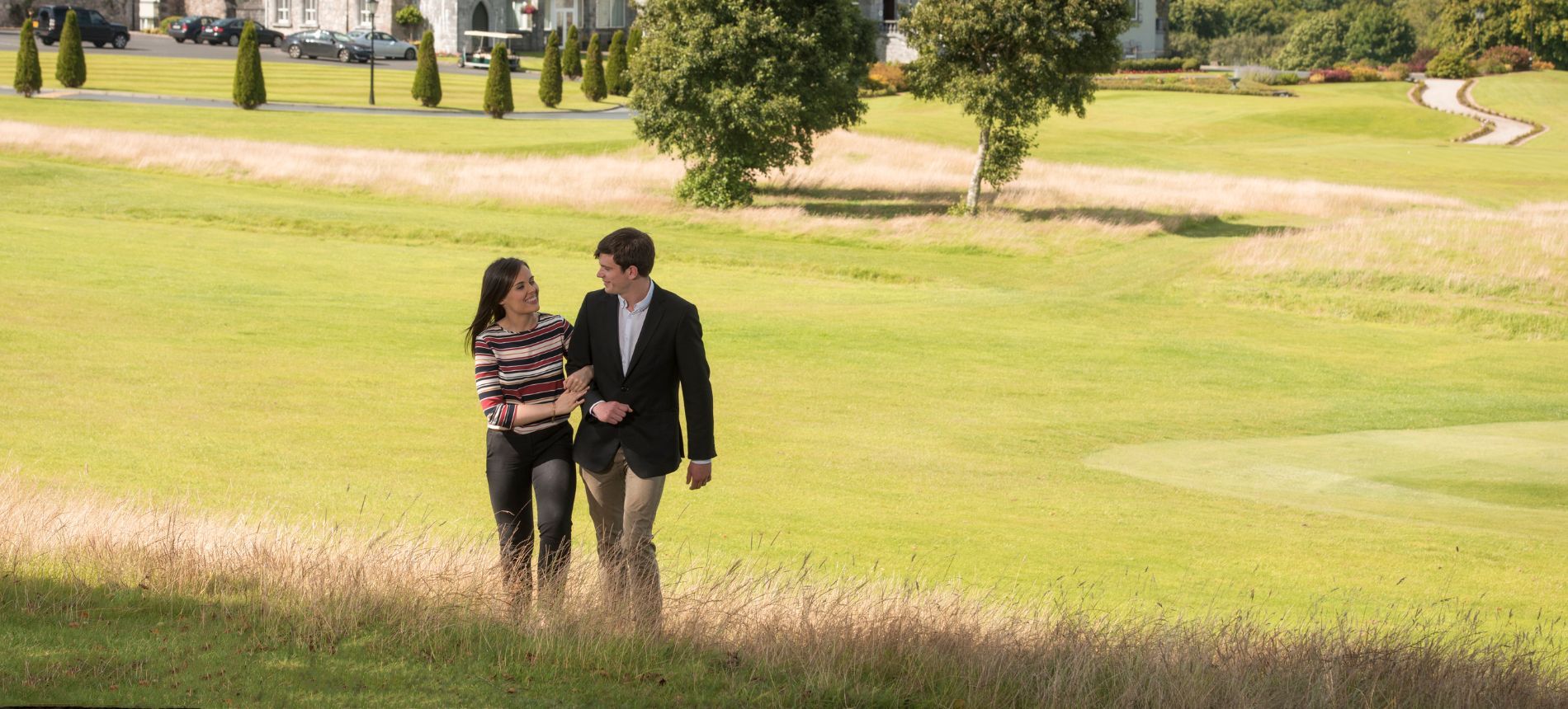 Couple Walking on Estate