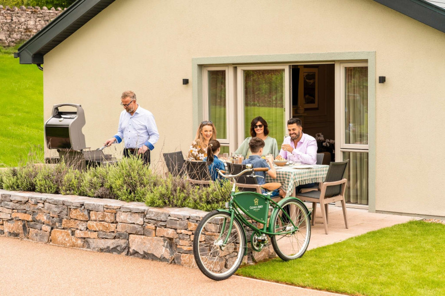 External family bbq at the lodges with glenlo bike www.glenloabbeyhotel.ie